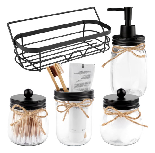 Vtopmart Juego De 5 Accesorios De Baño Mason Jar, Dispensado