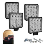 Kit 4 Farol Milha 16 Leds 48w 12v/24v Quadrado Offroad 6000k