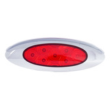 Plafon Oval Rojo 7 Leds Estrobo Bisel Cromado