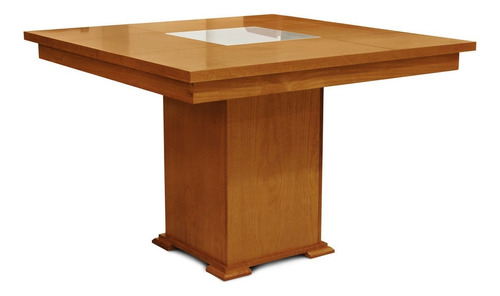 Mesa Comedor Madera Pata Central C/vidrio 140x140cm 