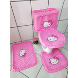 Jogo De Banheiro Gatinha Igual Hello Kitty 4 Peças Tapetes