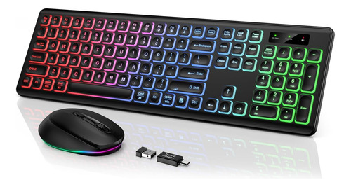 Teclado Y Mouse Inalámbricos Retroiluminados, Teclas Con Usb