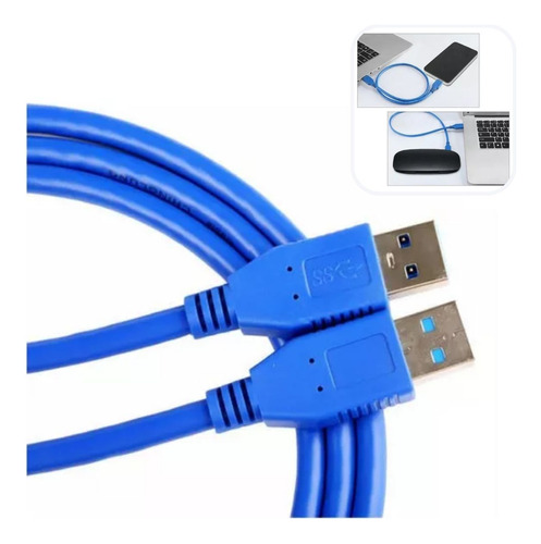 Cabo Usb 3.0 X2 Macho X Macho Passa Dados Força Hd Externo