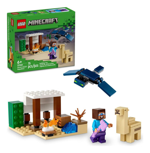 Lego® Minecraft® La Expedición De Steve Al Desierto, Juguete De Construcción Ambientado En El Bioma Desierto Con Una Minifigura De Steves 21251