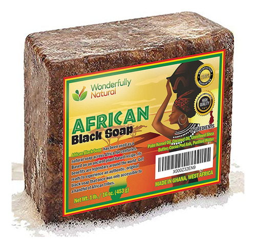 Jabón Negro Africano 1 Libra Bar | # 1 Tratamiento Para El A