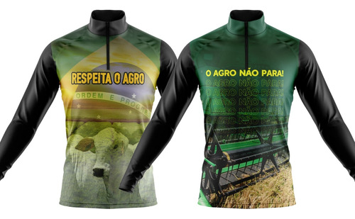 Kit 2 Peças Camisa Agro Manga Longa Masculina Proteção Uv 50