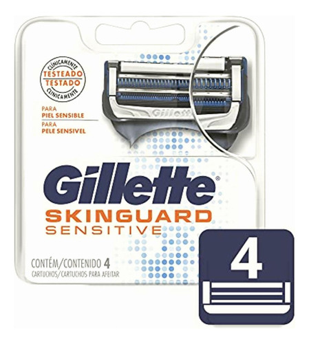 Gillette Skinguard Sensitive Cartuchos Para Afeitar 4 Pz