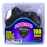 Caja 100 Uñetas B 0.96mm Nylon Negro Nybb-096 Scorpion