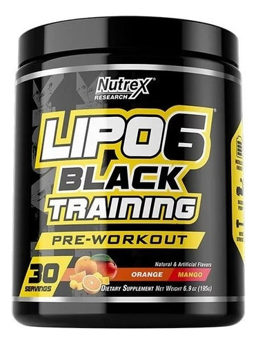 Nutrex Lipo 6 Black Training Pre-entren Oxido Nitrico 30serv Sabor Orange