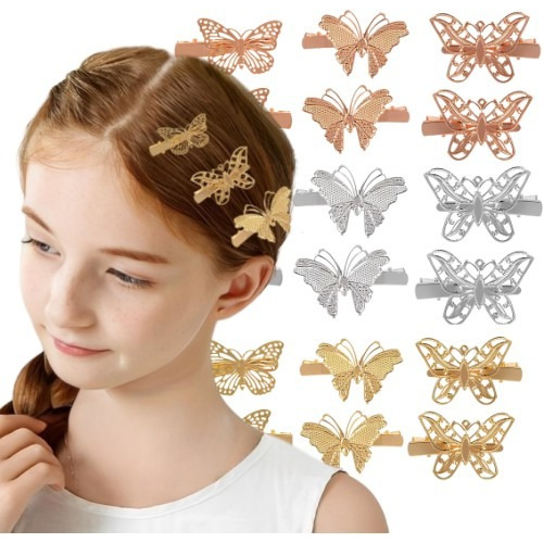 Mariposa De Metal Moño Niña Mujer Clip Pasador Cabello 18pcs