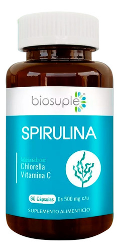 Alga Espirulina Pura Biosuple Nutrition Seriesproteínas  Detox Antiox 90 Caps 500mg Sin Sabor