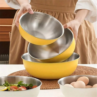 Juego 3 Bowls Para Mezclar Acero Inoxidable Amarillo Amarillo | Envío gratis