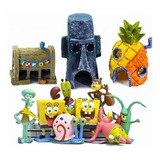 Figura De Bob Esponja De 11 Piezas+15 Cm, Modelo De Casa, Ad