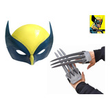 Kit Fantasia Wolverine Logan X-men 1 Máscara + 2garra Festa Cor Azul E Amarelo