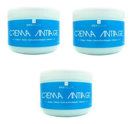 3 Crema Anti Age Colageno Elastina - Biobellus 250ml