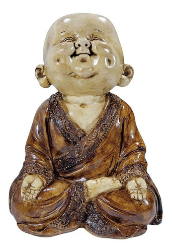 Buda Gesso Sorridente Estátua Monge Chinês Enfeite Zen 