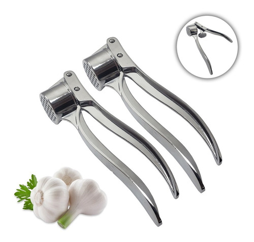 Espremedor Amassador Triturador Alho Inox Manual Premium 2un