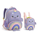 Kit Mochila E Lancheira Térmica Infantil Creche Zoop Animais