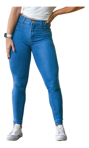 Calça Feminina Jeans Slim Ajustavel Cós Alto Levanta Bumbum