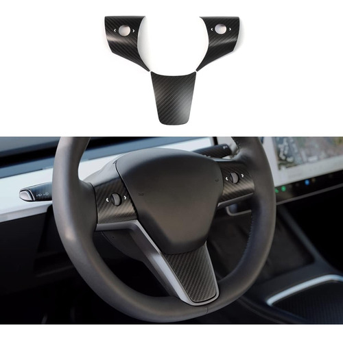 Funda De Volante De Fibra De Carbono Real Para Tesla Model3 