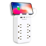 Adaptador De Pared Multicontactos, 6 Toma, 2 Usb, 1 Tipo C