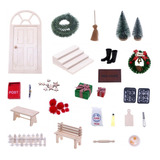 27 Uds. Decoraciones En Miniatura De Navidad, De Madera De