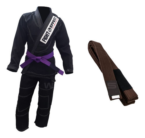 Kimono Jiu Jitsu + Faixa Traje Tramado Resistente Gi Bjj 