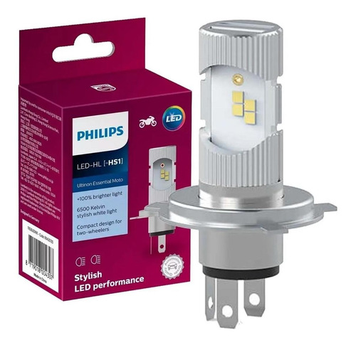 Lámpara Moto H4 Led Hs1 Led 12v Ultinon 130% 6000k Philips