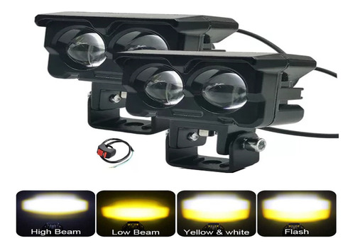 Par Faros Lupa Doble Color Exploradoras Para Auto Moto 120w