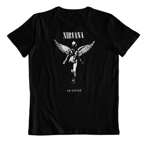 Polera Algodon Estampada Dtf In Utero Album Nirvana Fan Arte