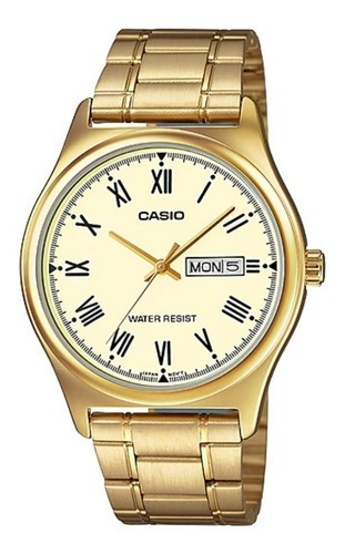 Mtp-v006g-9budf - Reloj Casio P/m Dorad Homb Doble Calenda