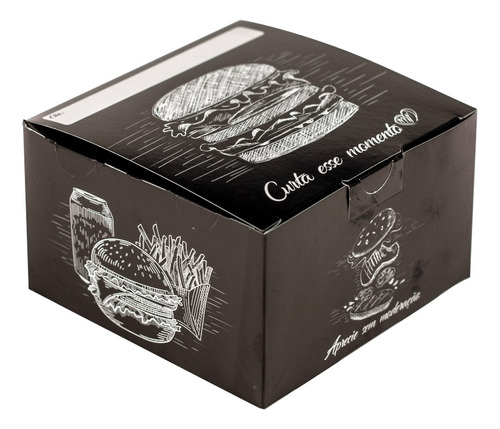 Caixa Box G Embalagem Para Hambúrguer Artesanal Preto 100un