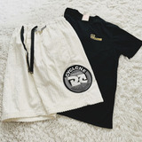 Kit Cyclone Bermuda Veludo Off White+ Camiseta Premium 