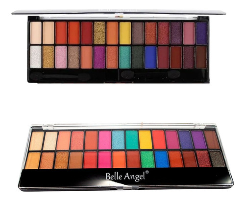 Paleta De Sombras 28 Cores - Belle Angel + Pinceis 