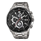 Relogio Edifice Ef-539 Prata Fundo Preto Com Caixa Outlet