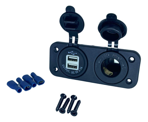 Tomada Soquete Isqueiro + 2usb Embutir Carro Barco Motorhome