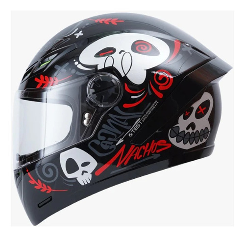 Casco Integral Para Moto Ich 501 Viva México Negro/ Rojo