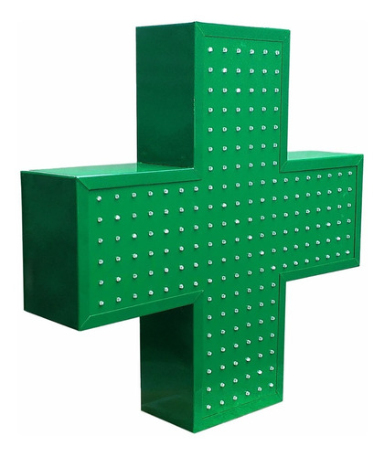 Cartel Cruz Led Verde Farmacia 60x60 Doble Faz Mutiefectos