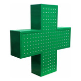 Cartel Cruz Led Verde Farmacia 60x60 Doble Faz Mutiefectos