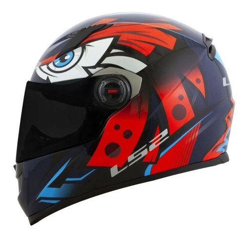 Capacete Moto Masculino Ls2 Ff358 Tribal Azul Fosco