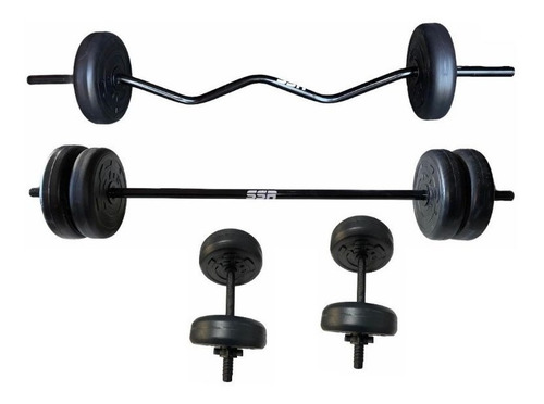 Barra Recta Barra Z Y Mancuernas, Pesas 80lbs Ssr Sport