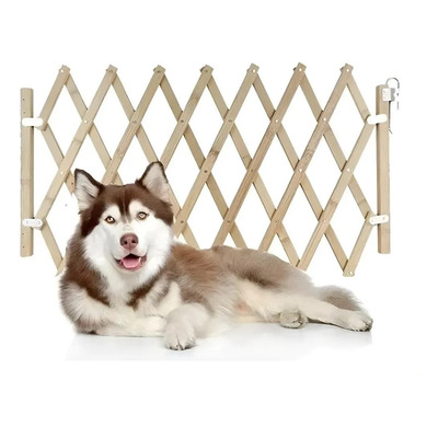 Valla De Madera Para Perros, Cerca Expandible, Color Dorado | Envío gratis