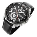 Reloj Casio Edifice Modelo Efr 539l-1a Pulso En Cuero Negro