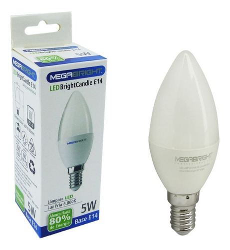 Ampolleta Led Vela 5w E14 Luz Blanca Megabright