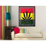 Nuevo Tapiz Hippie Con Estampado De Hojas De Marihuana Rasta