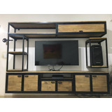 Modular Rack Para Tv Estilo Industrial Hierro Y Madera