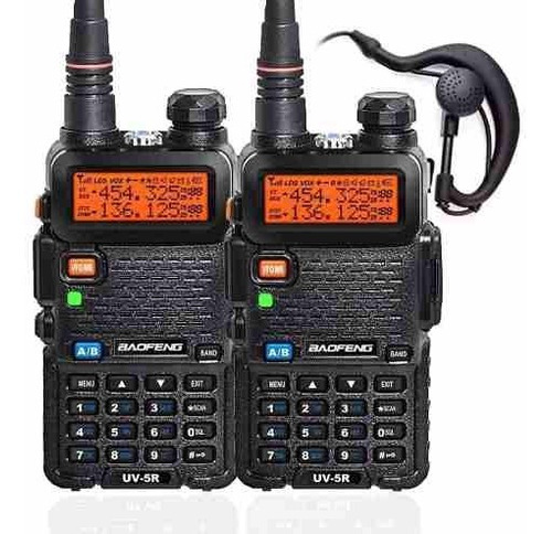 Kit 2 Rádios Comunicador Ht Dual Band Uv-5r Fm Walk Talk