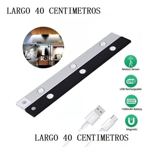 Luz Led Recargable Con Sensor De Movimiento Largo De 40 Cm.