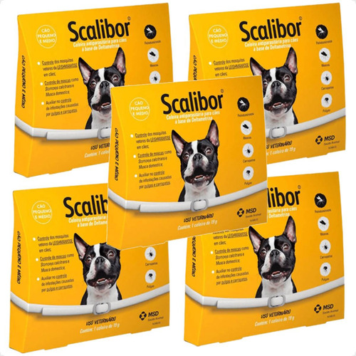 5 Scalibor Coleiras 48 Cm Cães Pequeno Medio 12x Sem Juros