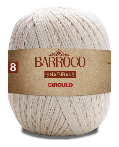 Linha Cordão Barbante Barroco Natural Círculo Nº8 - 700g Cor 8 Fios